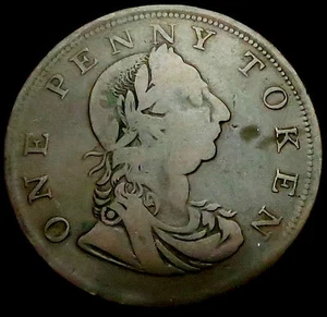 W940: 1820 Irish Large Copper Penny - Bell 1941-2 and listed RARE in 2013 guide - Picture 1 of 2