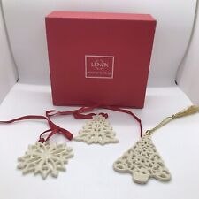 LENOX Estate Lot Of 3 Porcelain Christmas ornaments Trees, Snowflake
