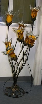  8 ламп ручной работы кованое железо напольная лампа желтый мульти выдувное стекло абажуры - Изображение 1 из 2