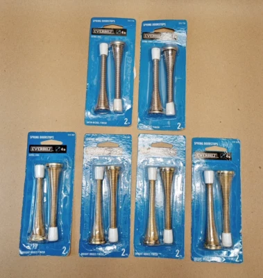Topes de puerta de resorte extra largos EVERBILT de 4 pulgadas acabado de níquel satinado y latón paquete de 6 - 2 Foto 1 de 4