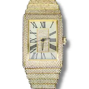 ICE STAR Men's 40mm Rectangle Case Iced up Bezel Metal Band Quartz Watch - Picture 1 of 5