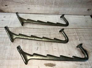 3 Vintage antique metal coat hat hooks clothing industrial hall Hangers 7-1/2” - Picture 1 of 8