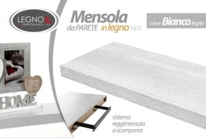Mensola Parete Rettangolare Scaffale 100 x 25 x 4 cm Libreria Legno BIANCO - Foto 1 di 1