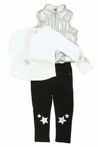 Buffalo David Bitton Girls 3-pc Set Silver Vest/White Shirt/Black Pants Size 3T - Picture 1 of 5