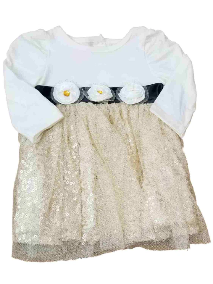 Vestido de fiesta de Navidad dorado blanco negro rosa para bebés y niñas pequeñas Foto 1 de 1
