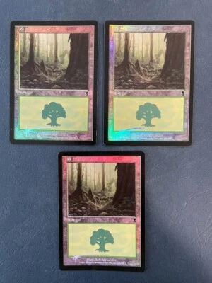 MTG 3X JAPANESE FOIL ODYSSEY FOREST MAGIC THE GATHERING #348/350 BASIC LAND - Image 1 of 4