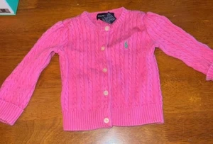Ralph Lauren Girls fuchsia, pink Cable Knit Cardigan Sweater Size 18M - Picture 1 of 2