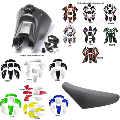 Kit de plásticos/gráficos/asiento/tanque de combustible para Honda CRF70 XR70 Dirt Pit Bike Foto 1 de 4