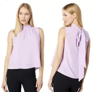 NWT 1.State Top Size XL Sleeveless Mock Neck Violet Keyhole Tie Neck Back Ruched - Picture 1 of 10