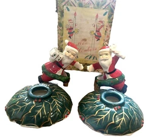 Vintage 50er Weihnachten Japan Keramik Weihnachtsmann Kerze Kletterer & Halter Set in Box - Bild 1 von 11