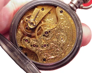 RARE J MOORHOUSE DIAL 14s ENGRAVED 1874 MDL RIVERSIDE WALTHAM POCKET WATCH 16j - Picture 1 of 19