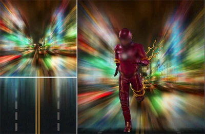 DETOLF DIORAMA PÓSTER TELÓN DE FONDO~CALLE~PARA FIGURAS 1/6 THE FLASH MMS448 Foto 1 de 3