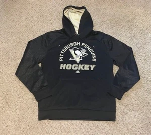 Pittsburgh Penguins Hockey Majestic schwarzer Hoodie Sweatshirt Größe Large L gebraucht, in einwandfreiem Zustand - Bild 1 von 4