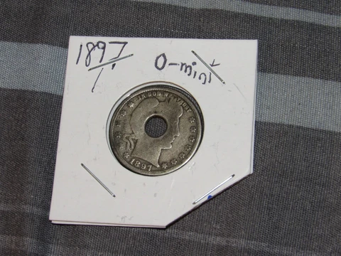 Silver 1897 o New Orleans Mint Barber Quarter, 1/4 dollar ,has hole, Pre WWI Era Cover