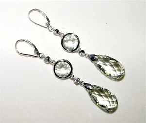 17.00CT Greened Amethyst & 0.40CT Diamond Chandelier Earrings 14K 64MM - Picture 1 of 7