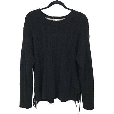 Suéter tejido negro con cordones laterales peludo mangas largas Xhilaration para mujer talla XXL Foto 1 de 4