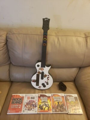 Nintendo Wii Guitar Hero Controller Aerosmith III Rock Band Beatles Bundle Lot - Image 1 of 4