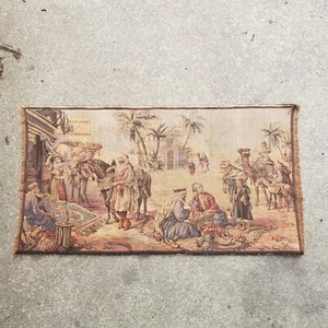 Vintage arabische nahöstliche Szene Markt Wandteppich Made in Belgium 19x36" - Bild 1 von 15