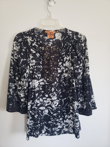 Tory Burch Bergdorf Goodman TUNIC 3 4 sleeves Size 4 BEADED Gorgeous