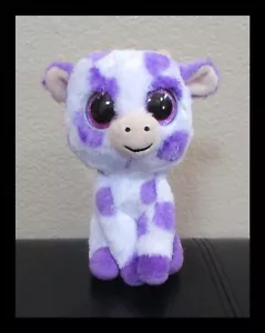 Ty Beanie Boos Ethel la vaca manchada púrpura grande ojos brillantes SIN ETIQUETA - Imagen 1 de 2