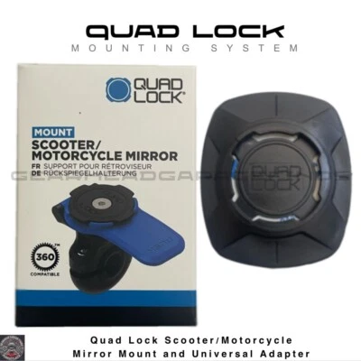 QUAD LOCK Scooter/Motorcycle Mirror Mount + Universal Adapter  NEW FREE SHIPPING - Image 1 of 4