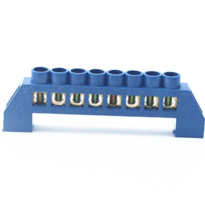 1Pcs 8 Hole Blue Screw Brass terminal block Earth And Neutral block - Image 1 of 3