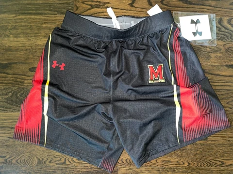 New Under Armour MARYLAND TERPS Lacrosse Game Shorts LARGE Cover