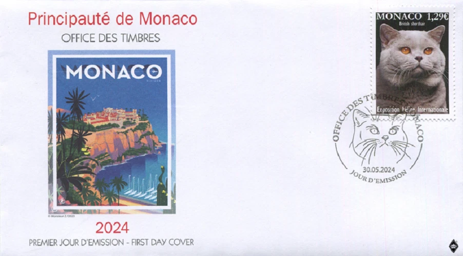 Monaco 2024 First Day Cover INTERNATIONAL CAT SHOW 2024 MNH - Image 1 of 1