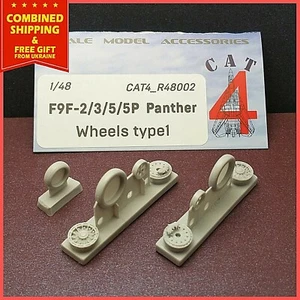 CAT4 R48002 - 1/48 F9F-2/3/5/5P Grumman Panther Resin Wheels set US Navy Type 1 - Picture 1 of 3