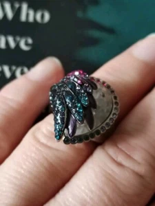 Swarovski Colourful Crystal Heart Shape Rhodium Plated Stunning Ring Size 55. - Picture 1 of 12
