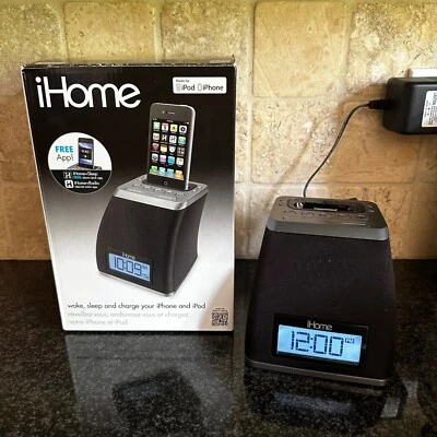 iHome Black iP21 iPhone/iPod Charging Speaker Dock Alarm Clock Charger Station - Image 1 of 4
