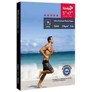 Koala Photo Paper 5x7 Satin Premium 72lb Heavyweight Semi-Gloss Inkjet Printer - Picture 1 of 12
