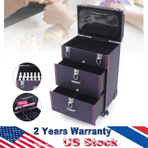 Large Rolling Cosmetic Case Makeup Trolley Rolling Makeup Case Waterproof - Picture 1 of 11