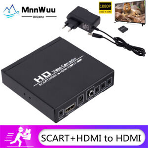 SCART HDMI To HDMI-compatible Adapter Full HD 1080P 3.5mm Video Audio Converter