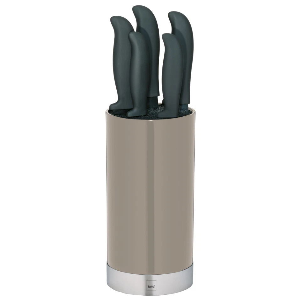 Kela Acida Messerblock mit 5 Messern taupe Borsteneinsatz RESTPOSTEN - Bild 1 von 1