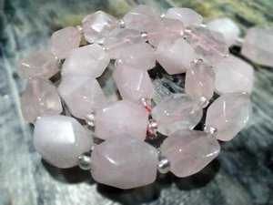 Natural Rose Quartz Faceted Polygon, 12-15x9-11x8-10.5mm, Approx 24 pce - Picture 1 of 3