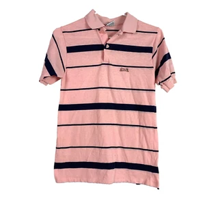 Camisa polo ajustada vintage Le Tigre rosa a rayas Preppy para hombre pequeña - Imagen 1 de 9