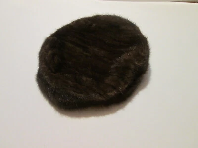 "Sombrero estilo pastillero de piel de zorro mapache visón vintage marrón chocolate 8""" Foto 1 de 4