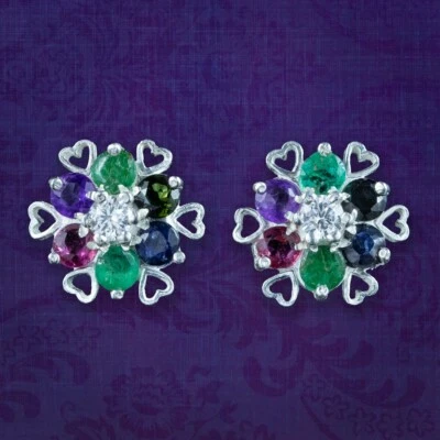 Aretes de piedras preciosas acrósticas estilo victoriano Foto 1 de 4