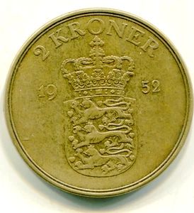 Denmark 2 Kroner 1952 KM-828.1     lotmar8733 - Picture 1 of 2