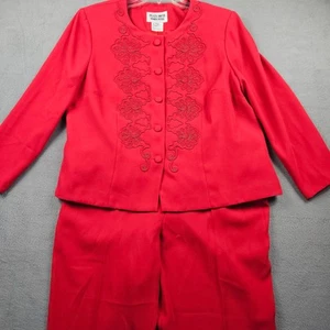 Vintage Blazer Anzug 2 Teiler Blumen Rot Damen 18 W Petite 90er Career Plaza South - Bild 1 von 14