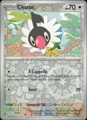 Pokemon - Chatot #132/162 - SV05: Temporal Forces Reverse Holo - Image 1 of 2