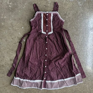 Vintage 70s Gunne Sax Jessica Burgundy Calico Prairie Lace Trim Sundress Size XS - Bild 1 von 15