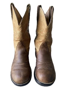 "Botas de Vaquero Ariat Workhog Western Marrón y Tostado Bordadas Talla 6 1/2"" Juveniles" - Imagen 1 de 6