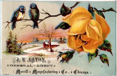 Tarjetas comerciales victorianas de 1880 Merrill Manufacturing Co., Chicago, Illinois Foto 1 de 2