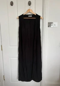 Beach Cover Up Black H&M Size 10 Long Waistcoat Style - Picture 1 of 7