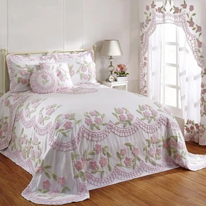 100% Cotton Chenille Bedspreads King Size, Bloomfield Collection Floral Desig... - Picture 1 of 6