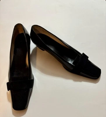 Vintage Gucci Black Suede/P. Leather Classic Low-Heel Pumps Sz7B - Image 1 of 4