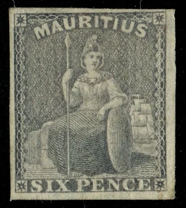 [st1818] MAURITIUS 1859 QV SG33, 6d dull purple-slate mlh Cat £48. - Picture 1 of 2
