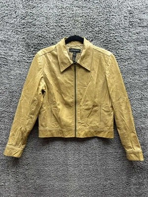 Chaqueta Bomber Club Monaco Cuero Cuello Cremallera Completa Recortada Tostada Mujer Talla 12 Foto 1 de 4